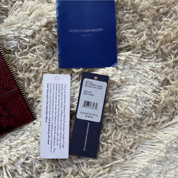 Rebecca Minkoff Sunday Leo red Snakeskin Clutch NWT - Picture 9 of 10